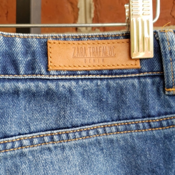 Zara Blue Distressed Cuffed Jeans Size 2 - Picture 7 of 8